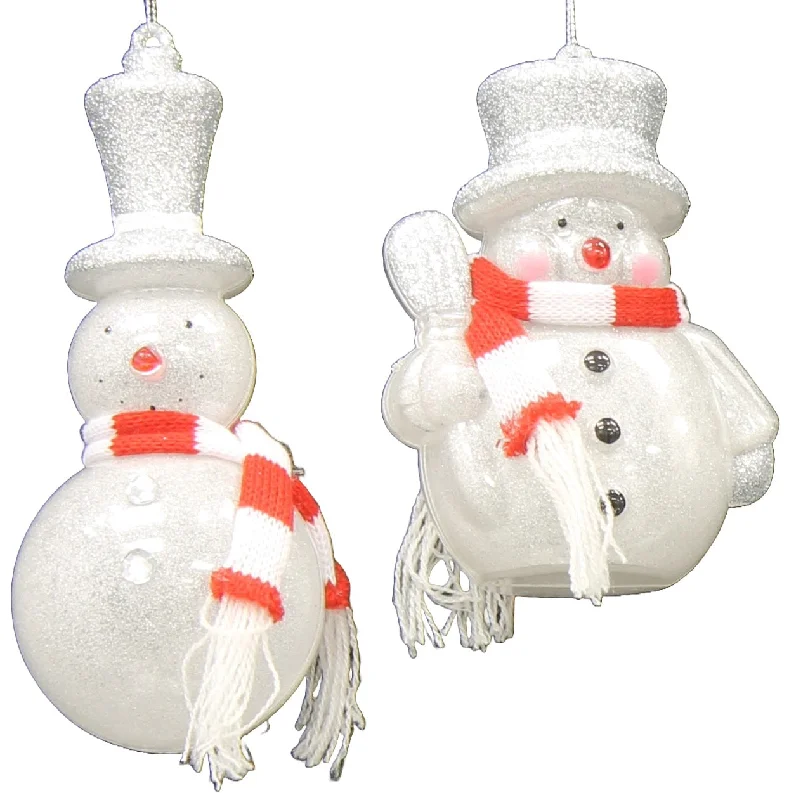 Glitter Snowman Ornament with Striped Scarf