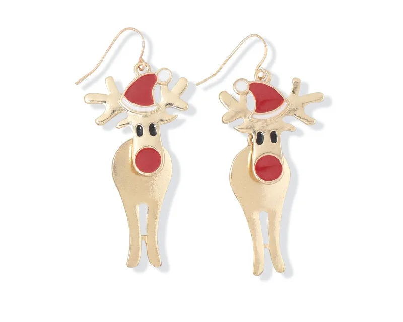 Gold with Resin Rudolph - Earrings