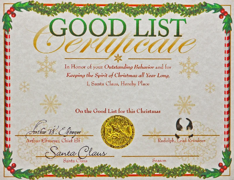 Good List Certificate