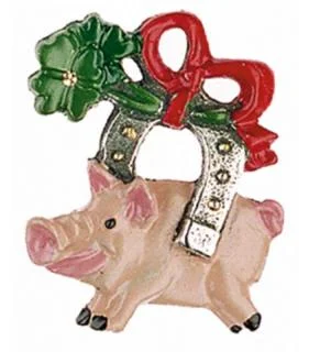 Good Luck Pig with a Horseshoe by Kuehn Pewter