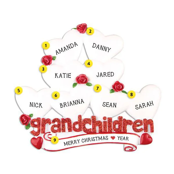 Personalized Grandchildren with 8 Hearts Table Top Decoration