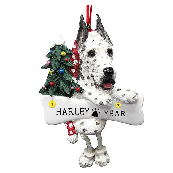 Personalized Great Dane Dog Ornament - Harlequin