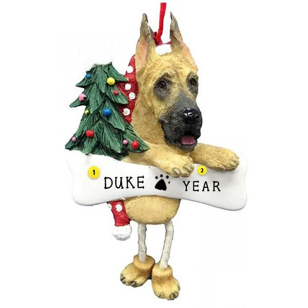 Personalized Great Dane Dog Ornament - Tan