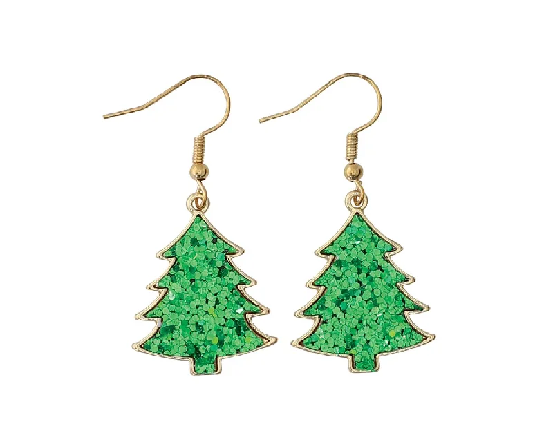 Green Sequin Trees - Earrings