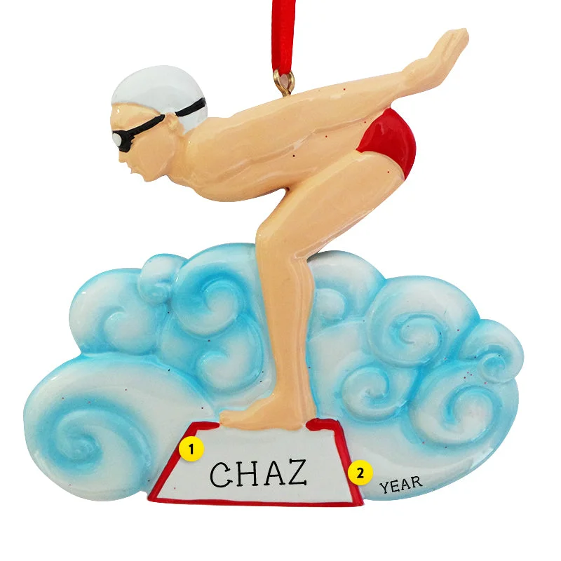 Personalized Swimmer Ornament - Male