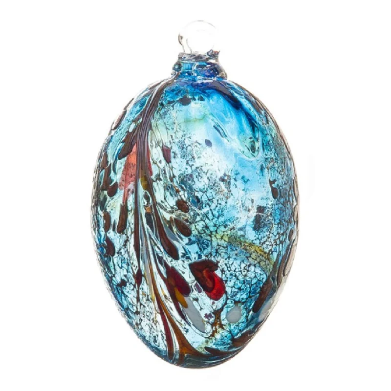 Mouthblown Glass Egg Ornament, Aqua Blue by Richard Mahr GmbH