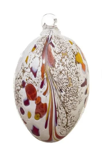 Glass Egg Ornament, White by Marolin Manufaktur