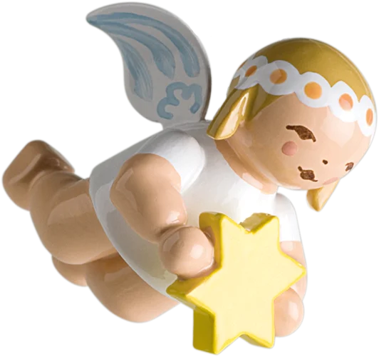 Hanging Marguerite Angel with Star Wooden Ornament by Wendt und Kuhn