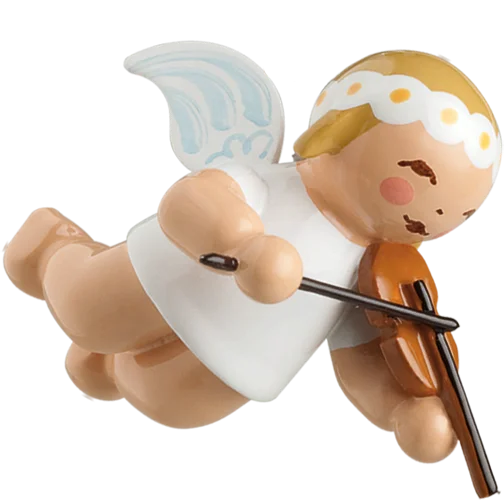 Hanging Marguerite Angel with Violin Wooden Ornment by Wendt und Kuhn