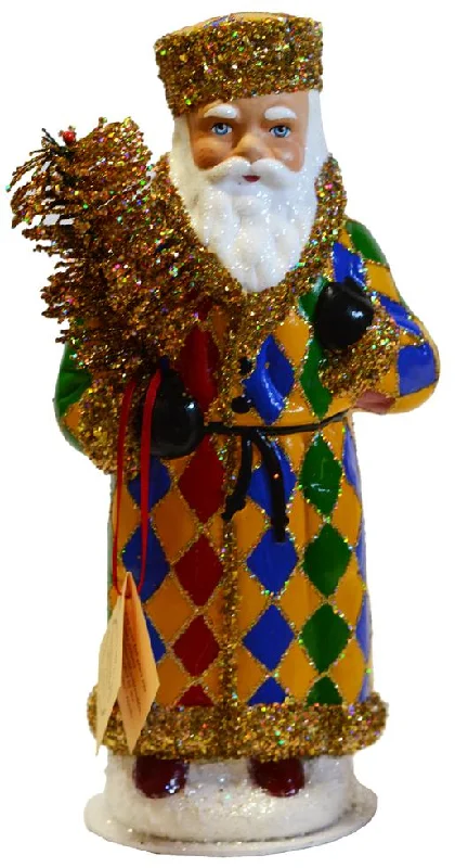 Harlequin Santa Paper Mache Candy Container by Ino Schaller