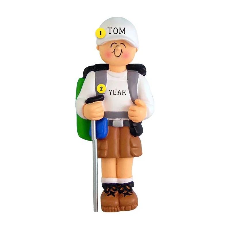 Personalized Hiking Ornament - Male