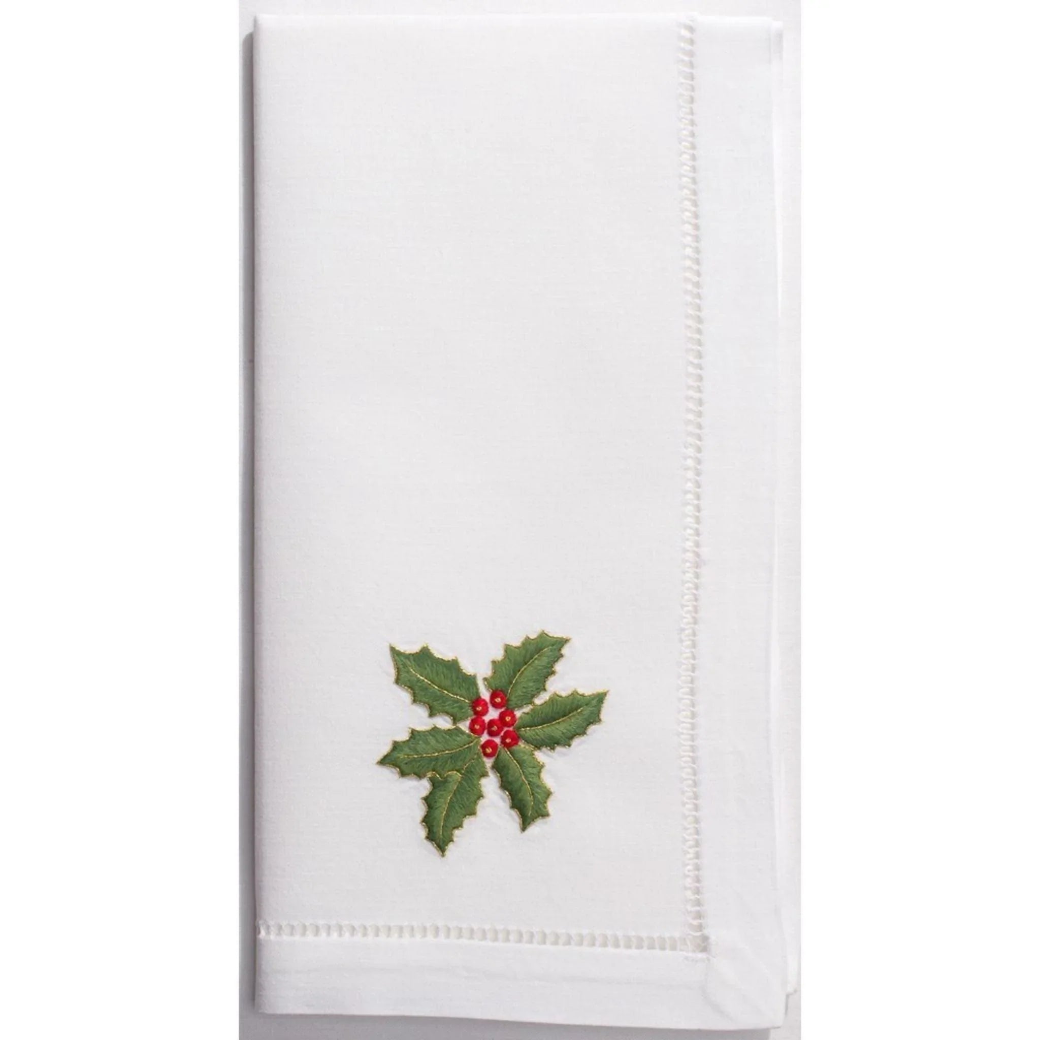 Holly Gold Christmas Dinner Napkin