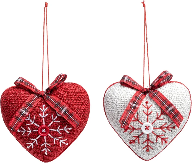 3.5" Holly Lodge Fabric Heart Shaped Ornament