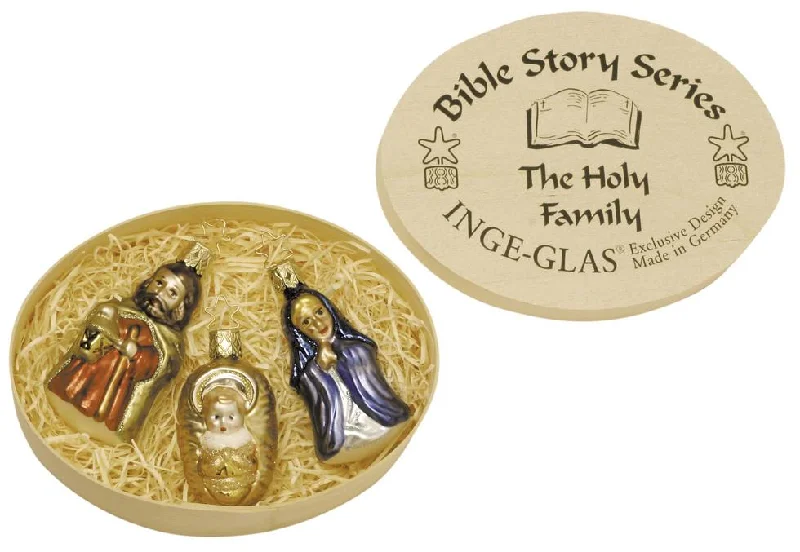 Holy Family, Boxed Set of 3 Ornaments, Bible Story Series by Inge Glas of Germany