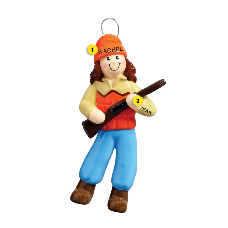 Personalized Hunting Girl Blaze Orange Ornament