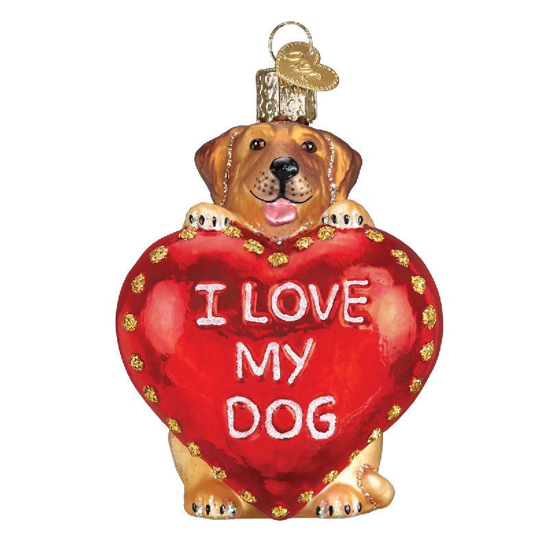 I Love My Dog Heart Ornament - Old World Christmas