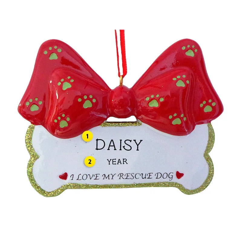 Personalized I Love My Rescue Dog Ornament