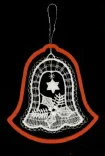 Lace Bell with Holly in Red Frame Ornament by StiVoTex Vogel