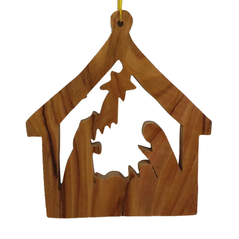 Stable with Nativity Ornament