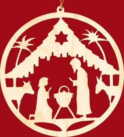 Window or Wall Hanging with Nativity, round  by Taulin