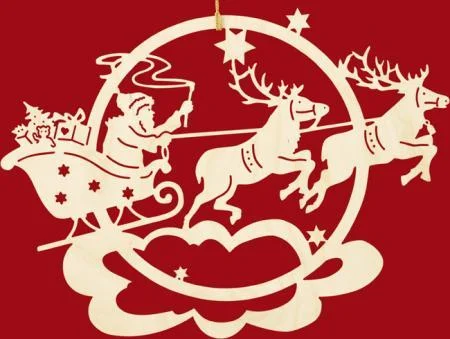 Window or Wall Hanging with Santa and Reindeer  by Taulin