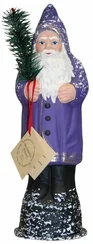 Lavender Matte Santa Paper Mache Candy Container by Ino Schaller by Ino Schaller