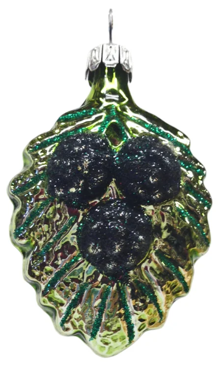 Leaf with Black Berries Ornament by Old German Christmas