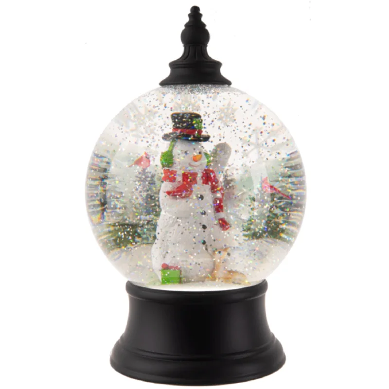 LED Light Up Rotating Shimmer Snowman Scene Globe