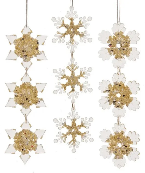 8.2" Light Gold and Clear Snowflake Ornament