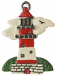 Lighthouse, Painted on Both Sides Pewter Ornament by Kuehn Pewter