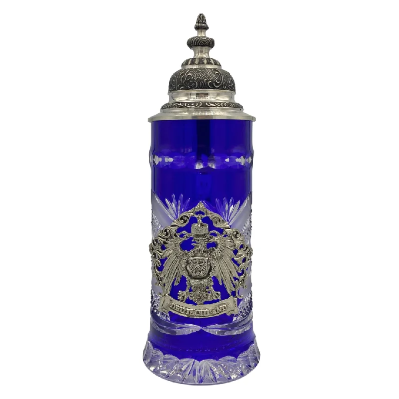 Lord of Crystal Bavaria with Falcon Pewter Lid, blue by King Werk GmbH and Co