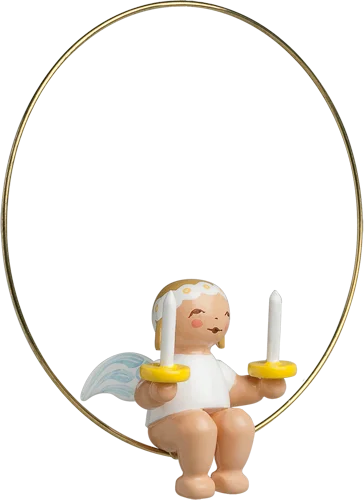 Marguerite Angel on Ring with Candles Wooden Ornament by Wendt und Kuhn