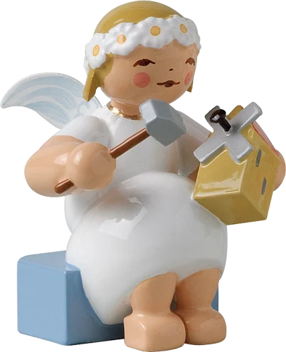 Marguerite Angel with Windmill Wooden Figurine by Wendt und Kuhn