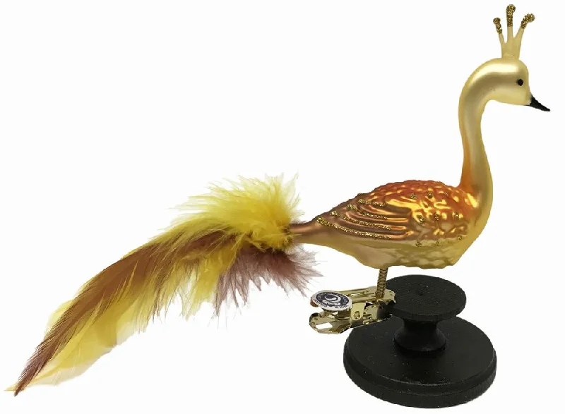 Matte Gold Swan with Flair Ornament by Glas Bartholmes