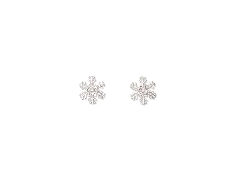 Matte Silver Snowflake - Post Earrings