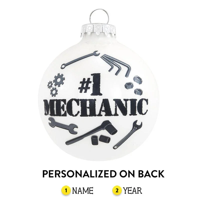 Personalized Mechanic Glass Ornament