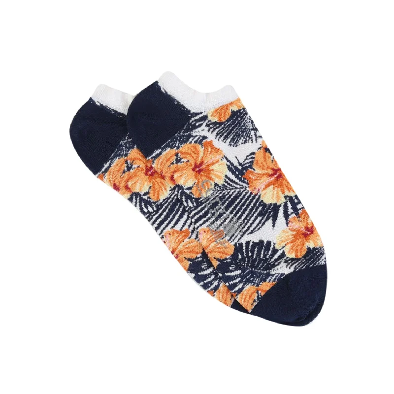 Men's Hibiscus Flower Cotton Trainer Socks