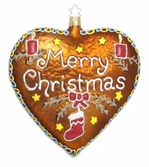 Merry Christmas, Lebkuchen-Herz Ornament by Inge Glas of Germany