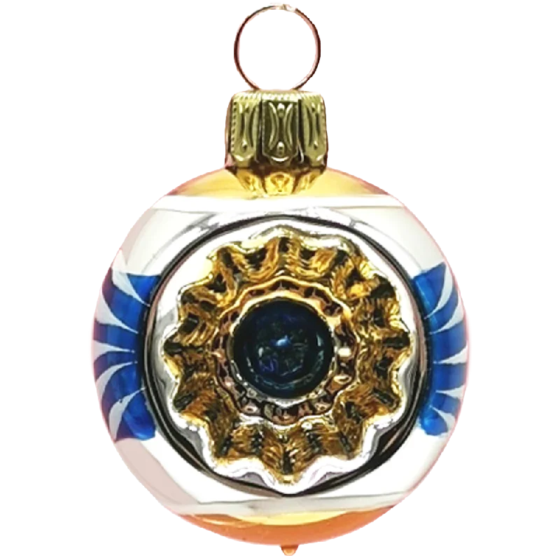 Mini Blue and Gold Reflector Ornament by Glas Bartholmes