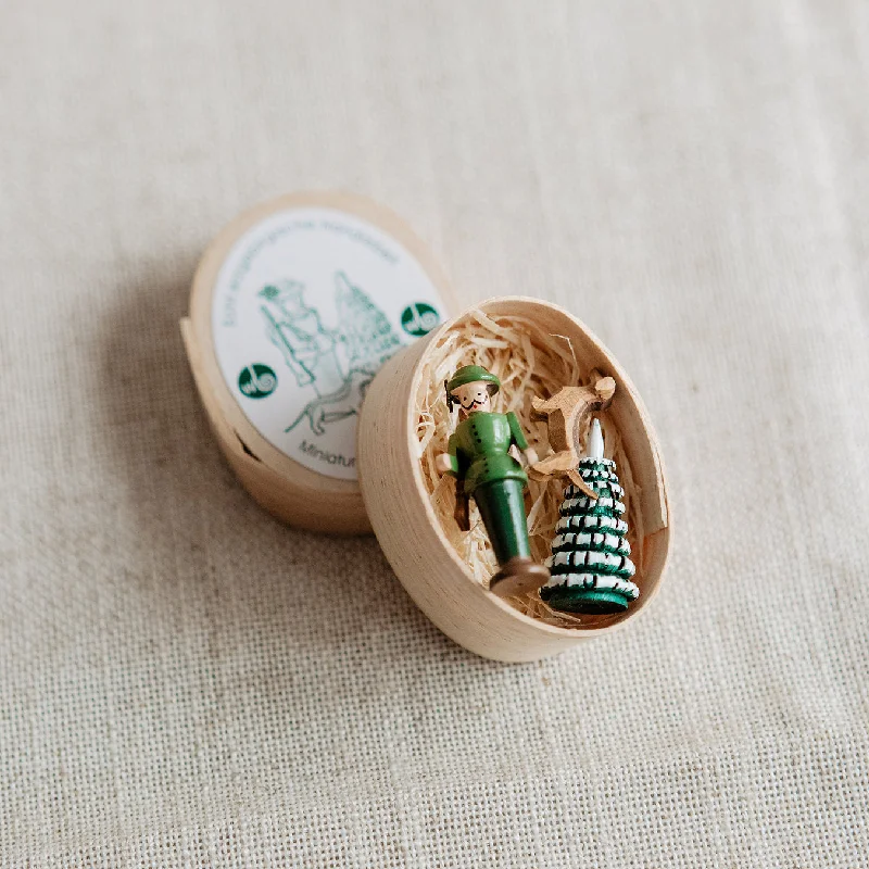 Miniature Forester and Dog in Wood Box by Wolfgang Braun