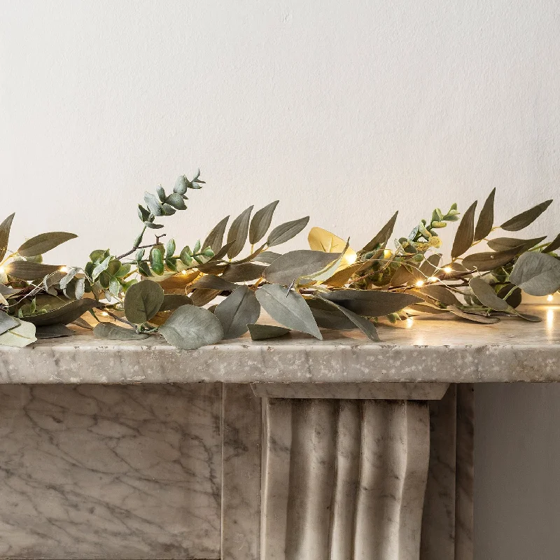 1.5m Eucalyptus & Laurel Christmas Garland Micro Light Bundle