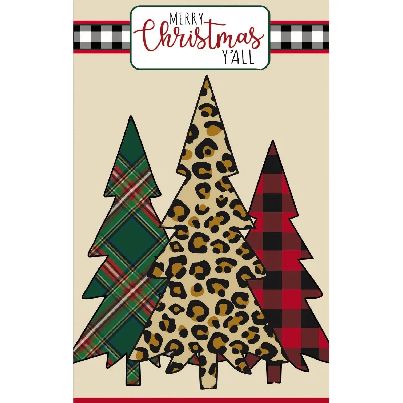 Mixed Print Christmas Trees Applique Flags