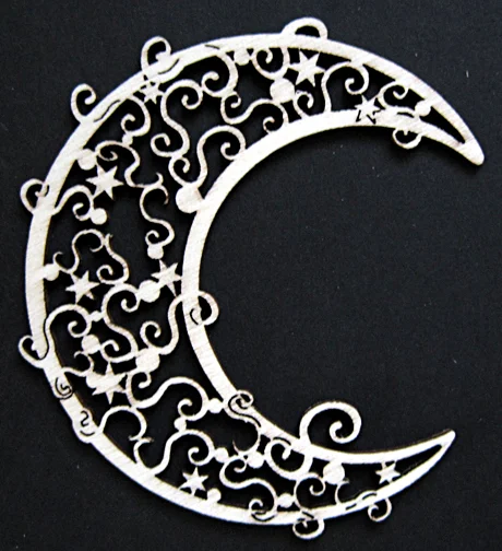 Moon with Swirls Wood Ornament by Wandera GmbH