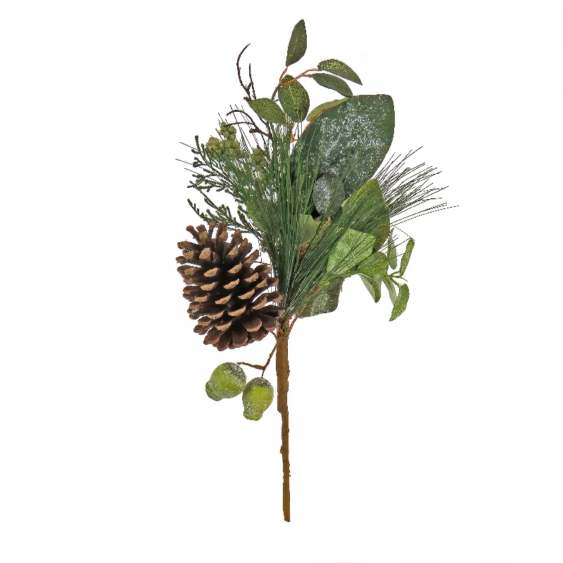 19 in. Pine, Berry and Cone Plastic Pick