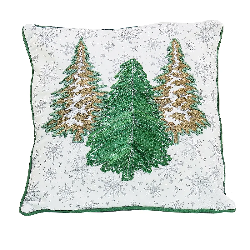 18 in. by 18 in. HGTV Home Collection Embroidered Forest Pillow