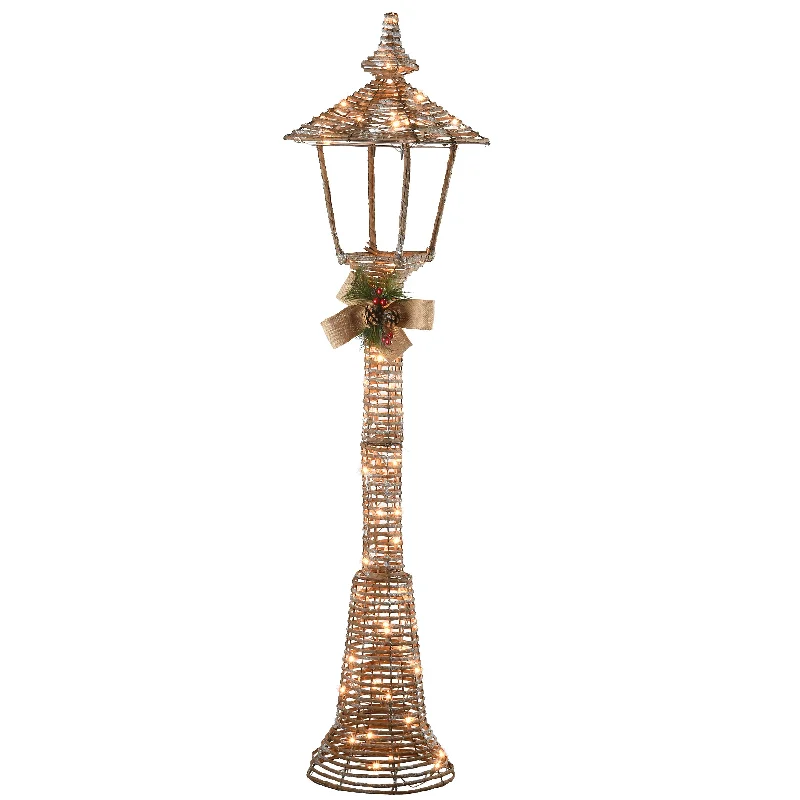 60 in. Champagne Vine Lamppost Decoration with Clear Lights