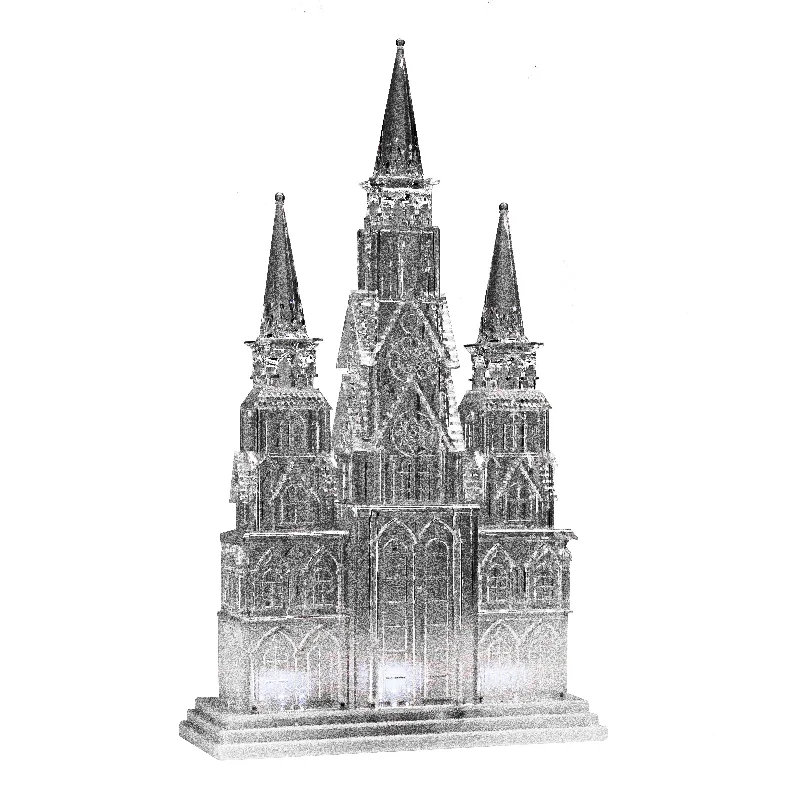 17 in. Christmas Cathedral Decoration with White LED Lights