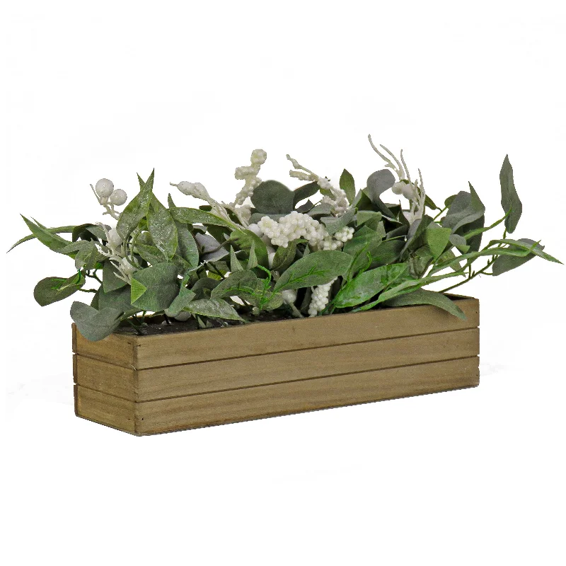 22 in. Planter Box with Christmas Greenery