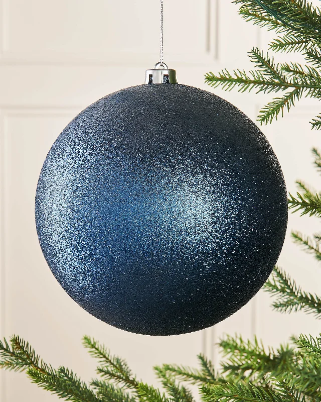 Navy Blue Large Glitter Shatterproof Bauble, 20 cm