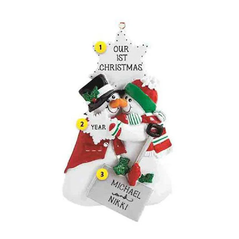 Personalized Nose Kisses Snowman Couple Ornament